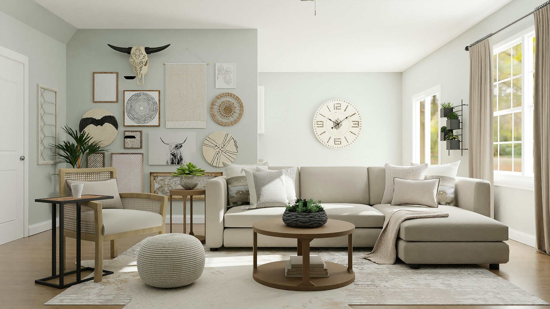 Minimalist beige ceramic vase on a warm wooden table, soft morning sunlight casting geometric shadows, highly detailed, photorealistic interior, no human